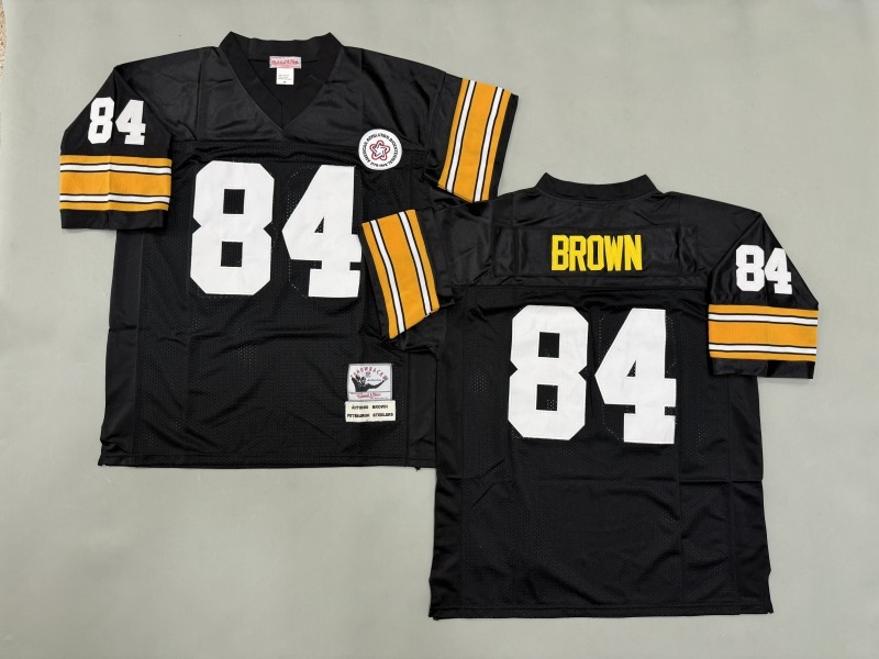 Men 2025 Pittsburgh Steelers #84 Brown black Throwback Limited NFL Jersey style 003